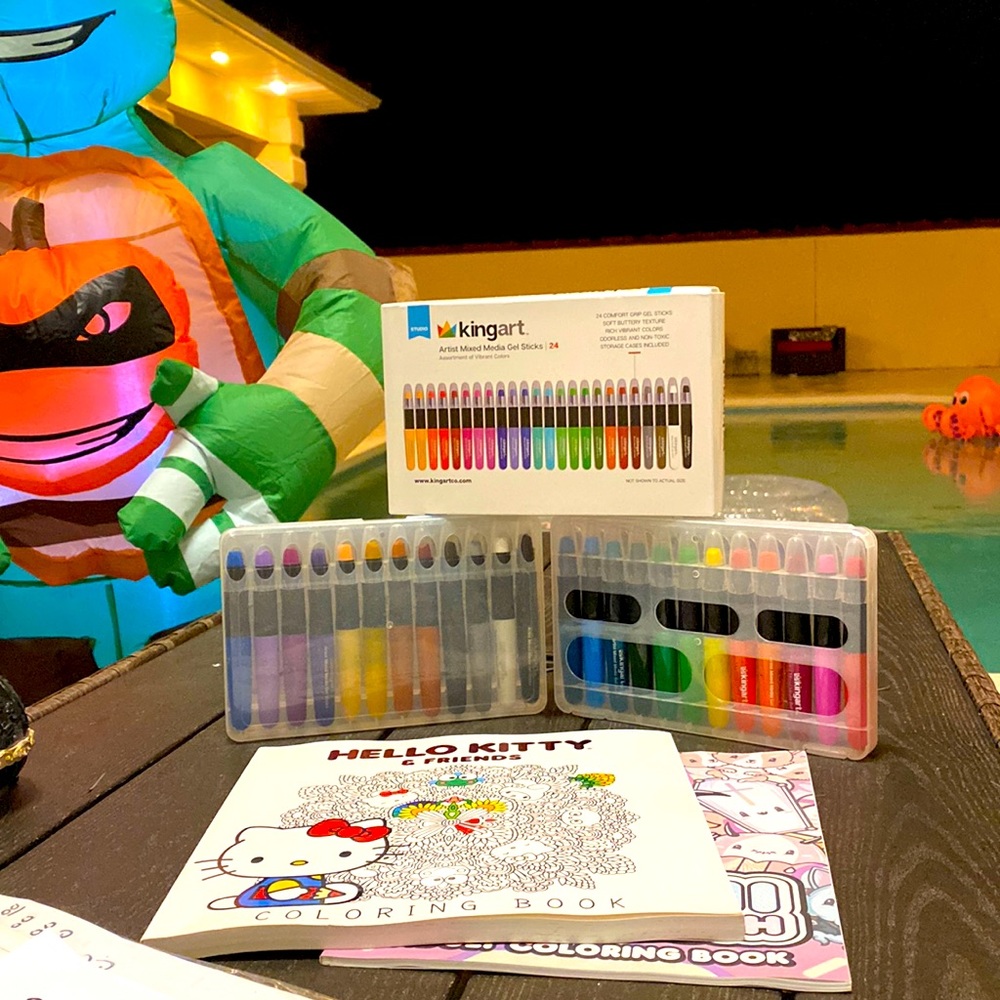 KINGART Mixed Media Gel Stick Artist Watercolor Crayons, Set of 24 Vibrant